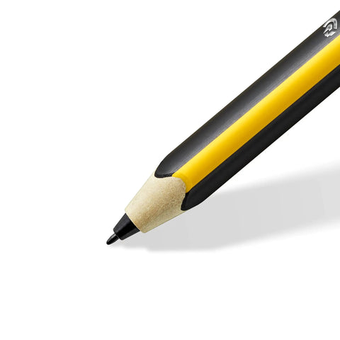 No Plug Needed Jumbo Digital Stylus Pen With Eraser For Touchscreens Hella Comfortable Triangular Grip close-up view on black and yellow design.
