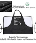 Funny Engineer Kitchen Apron Gift For Gearheads Engineer By Day Chef By Night Theme Apron waterproof with adjustable neck strap