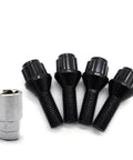 Heavy Duty Wheel Lug Studs Kit For BMW E30 E36 E46 E82 E87 E90 E91 E92 Ultimate Car Bolts Replacement Hardware Fit Perfect To Keep Your Rides Rock Solid And Ready To Roll. black steel lug stud kit with silver socket tool, four threaded wheel studs