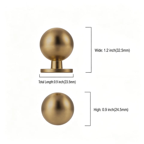 30 Pack 1 Inch Round Solid Ball Cabinet Knobs In Rich Champagne Bronze Finish for kitchen and bathroom drawer pulls, dimensions 1.2x0.9 inches.