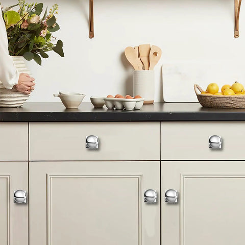 Two Pack One And A Quarter Inch Backplates For Cabinet Knobs In Polished Chrome Drawer Hardware With Vintage Aged Look