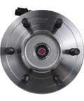 Front Wheel Hub Bearing Assembly For 4x4 Ford F150 2004 2005 6 Lug With ABS, Replacement 515046, top view, metallic flange