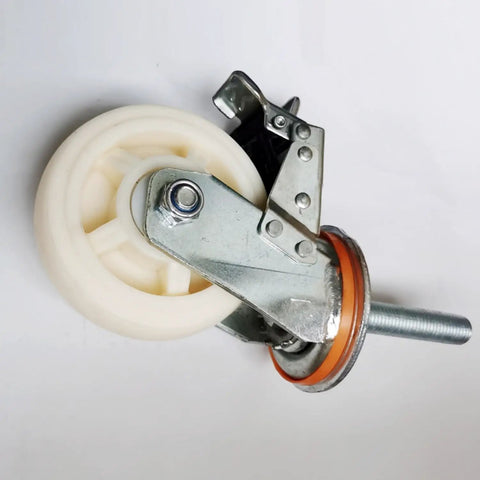 Tough As Nails Heavy Duty Industrial Caster Wheel with M Threaded Stem Swivel and Top Plate Double Locking Brakes, side view