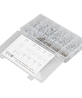 Get Your Fix Fast With These Top Tier Double Wire Irrigation Hose Clamps In Blue And White! This Sweet Assortment Kit Boasts 10 Sizes Ranging From Tiny 5mm To A Big 14mm Diameter Plus Zinc Protection For Rust Resistance. Grab The Nifty Storage Box Inside. Clear storage box with zinc wire hose clamps in 10 sizes, 5mm to 14mm