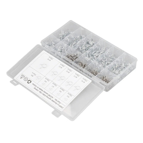 Get Your Fix Fast With These Top Tier Double Wire Irrigation Hose Clamps In Blue And White! This Sweet Assortment Kit Boasts 10 Sizes Ranging From Tiny 5mm To A Big 14mm Diameter Plus Zinc Protection For Rust Resistance. Grab The Nifty Storage Box Inside. Clear storage box with zinc wire hose clamps in 10 sizes, 5mm to 14mm