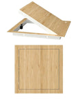 No Sweat Flush Drywall Access Panel With Magnetic Press Latch Attic Inspection Hatch clean hidden door, top view with wood finish.