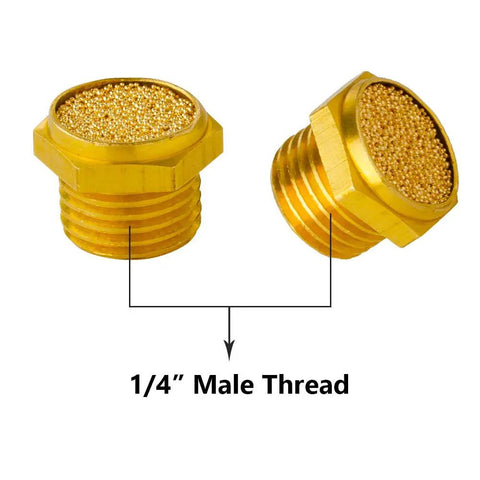 Pneumatic Muffler Silencer 1/4 Inch Male Thread Brass Air Exhaust Bronze Sintered Mufflers Pack Of 10 For Cylinders And Solenoids