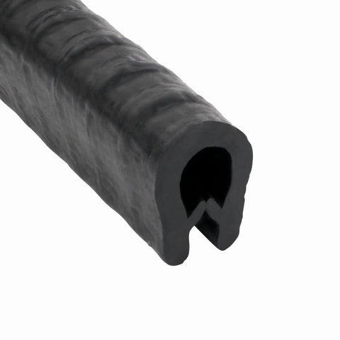 Close-up of Black Edge Guard Trim For One Sixteenth Inch Metal Edges, 20 Feet Long, Protects Cars Boats And Home Surfaces From Scratches