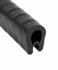 Edge Trim Black Small Fits One Sixteenth Inch Tough Edge Guard cross-section view showing rubber material and internal clips