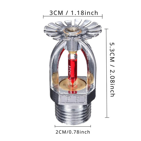 Straight Up Reliable Fire Sprinkler Heads 10 Pack Pendant Style Quick Response Kit featuring red glass bulb and 155F trigger temp, close-up image.