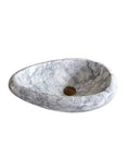 Sleek Marble Vessel Sink For Modern Bathrooms Featuring An Oval Countertop Basin Design with a polished finish, 55x35x13cm.