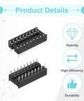 DIP IC Socket Adapter Kit 26 Pieces Set With 18 Pin 7.62mm Row Pitch And 2.54mm 0.1 Inch Pitch For Breadboard Projects And PCB Design
