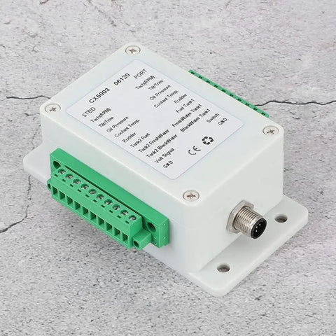 Plug And Play NMEA2000 Converter For Boats And Yachts, Converts Analog Signals To NMEA2000, 9-32V DC Marine Box on gray background