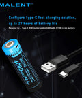 Type-C USB rechargeable 4000mAh battery and cable for Ms03 13000 Lumen LED Flashlight With 3 Cree XHP70 2 LEDs Tactical EDC Light