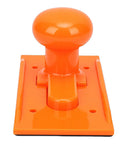 Heavy Duty Abs Table Saw Push Block With Non Slip Grip And Contoured Handle To Keep Your Digits Safe On The Job Site Completely Solid For Rip Cutting And Milling Tasks - front view of orange ABS push block.