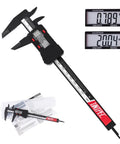 Six Inch Digital Caliper for Precise DIY and Machining, Quick Inch or Millimeter Switch, Four Measurement Modes, Rugged Carbon Fiber Composite Housing, Portable 0 to 6 Inches (0-150 mm), 0.01 Inch (0.1 mm) Resolution, High Accuracy, black digital caliper with case