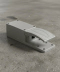 Heavy Duty Foot Pedal Switch For Industrial Control, Rugged Footswitch With Aluminum Alloy Body, Momentary On Control, Anti Slip Rubber Base, Reliable Contacts, Ydt1 68h, gray metal pedal view