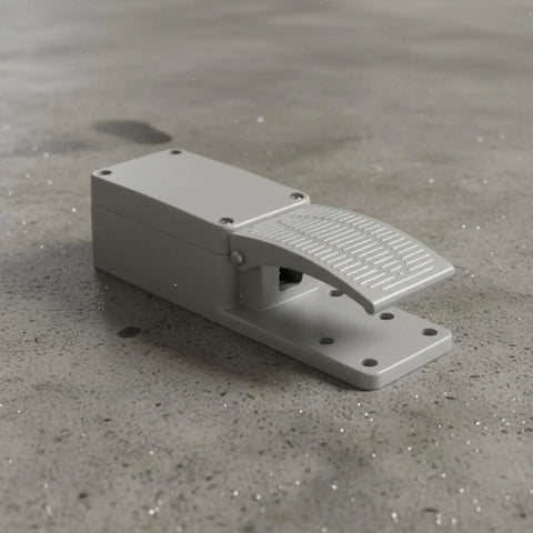 Heavy Duty Foot Pedal Switch For Industrial Control, Rugged Footswitch With Aluminum Alloy Body, Momentary On Control, Anti Slip Rubber Base, Reliable Contacts, Ydt1 68h, gray metal pedal view
