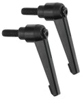 Pair Of Heavy Duty M8 X 16mm Adjustable Knob Handles Featuring Ratchet Quick Release Push Button Locking Bolt for lathe machinery, black finish.