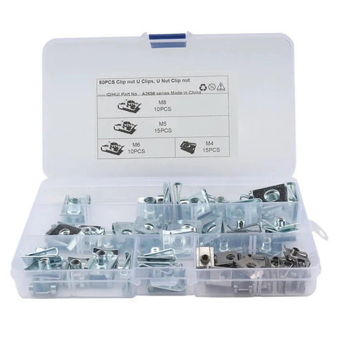 Heavy Duty Stainless Steel U Nuts Assortment Kit M4 M5 M6 M8 With Speed Clips For Chimneys And Auto Fenders in case