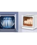 No Hookup Countertop Dishwasher That Sets Up In Minutes And Cranks Out Immaculate Loads Daily - interior with cleaning jets and clean dishes.