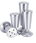 8 Piece Adjustable Stainless Steel Sofa Legs Replacement Set With Threaded Precision Leveling Feet For Chairs Tables Desks And Cabinets Stable Support On Uneven Floors And Easy Height Tuning, showcasing four metal legs.