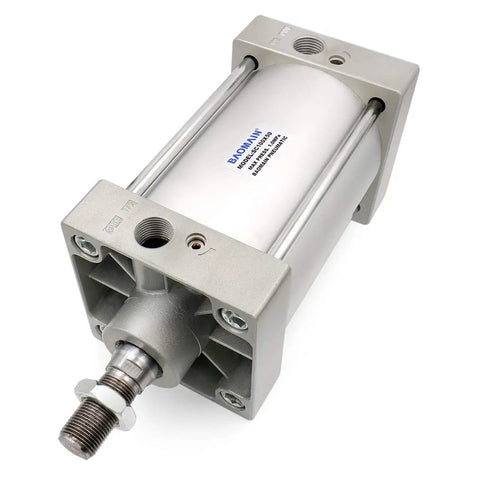 Beefy Pneumatic Air Cylinder 100 mm Bore By 50 mm Stroke Double Acting Single Rod M20x1.5 Threaded Rod Port Half Inch Includes Four Push In Fittings Industrial Grade Linear Actuator For Automation