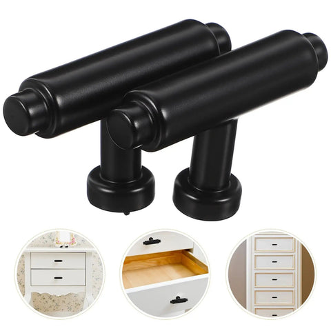 2 Pack Zinc Alloy Cabinet Handles For Drawers And Wardrobes, Metal Dresser Pulls shown in black finish, suitable for furniture