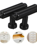 Metal Cabinet Handles 2 Pack Zinc Alloy Drawer Pulls for Closet and Dresser Replacement Furniture Knobs, black finish close-up