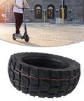 Tubeless 90 By 55 By 6 Tire For Electric Scooters And Skateboards, puncture-proof off-road rubber, shown for city and trail use