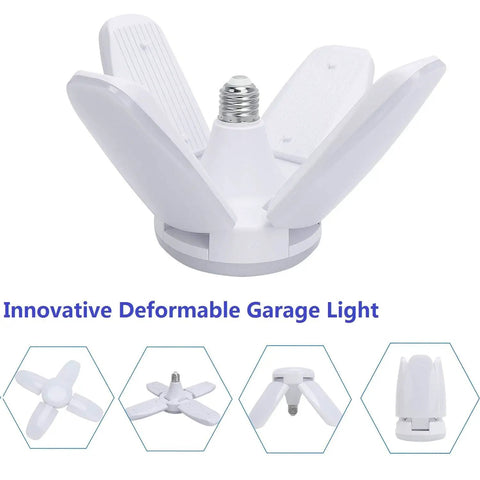Four Pack LED Garage Lights Deformable Trilights Ceiling Fixture 60W Equivalent Four LED Bulbs Deliver 6000LM 6000K Daylight Adjustable
