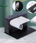 Automatic Label Rewinder Machine With Two-Way Rewind, side view showing metal frame and label roller.