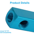 Premium Aluminum 4 Way 7 Port Inline Air Manifold Block for Pneumatic Systems and Air Compressors One Quarter Inch Threaded Ports