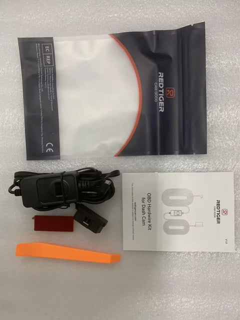 Display of components included in OBD Hardwire Kit For Dash Cam USB C Power Cable 10FT 12V To 24V To 5V With Low Voltage Protection