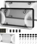 Two Pack Clear License Plate Covers Bundle With One Extra Spare Cover Unbreakable Anti Yellowing Tag Protectors hardware and tools