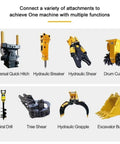 Customizable Remote Control Demolition Robot For Concrete Breaking And Disaster Rescue Heavy Duty Robot attachments displayed