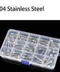 Rust Resistant 304 Stainless Steel Cup Head Hex Socket Screws Set With Nuts And Washers M3 M4 M5 Must Have For DIY Home Renovation Indoor Or Outdoor Use Bulk Pack Of 200 Pieces, in organizer box