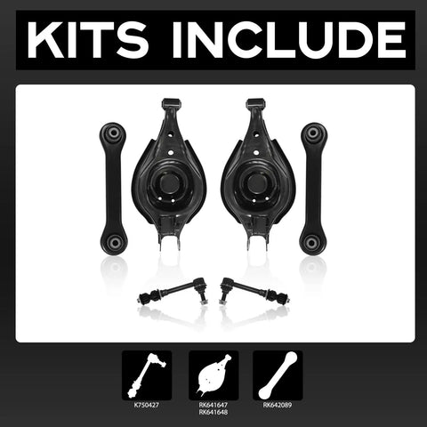 Upgrade Your Ride With This 6Pcs Suspension Kit Featuring Rear Lower Control Arms And Sway Bar Links For Chevy Equinox Models From 2008 To 2017 Ensure Smooth Handling And Keep Your Streets Cruising In Total Style. 6-piece black steel rear suspension kit