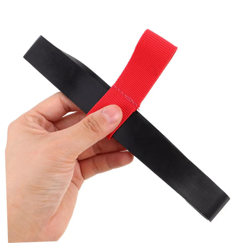 Durable Side Mount Scuba Tank Strap Holder Built From Tough Rubber, Easy Clip On Oxygen Cylinder Carrier, red strap detail