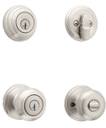 Juno Keyed Entry Door Knob And Single Cylinder Deadbolt Combo With Microban Antimicrobial Protection SmartKey Security Satin Nickel Finish