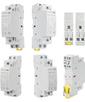 Dead Quiet 32A Ac Dc Contactor With 24V Coil and Two Normally Open Poles for DIN Rail Mount, 18mm compact design.