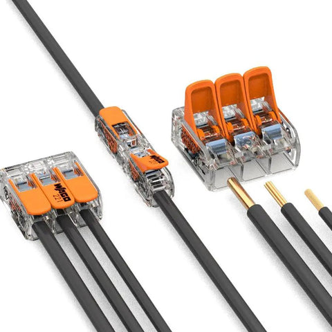 Lever Nut Inline Splice Wire Connector With Levers For All Conductor Types 2 Conductor Max 4 Mm2 Transparent Housing 60 Piece Pack