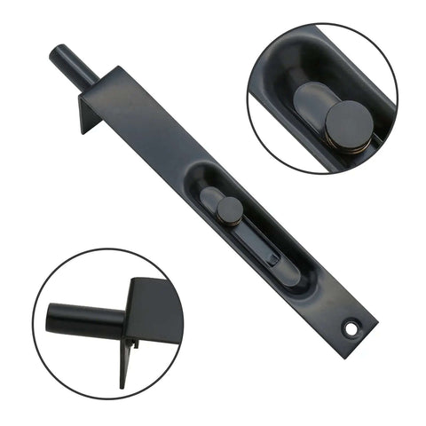 Stainless Steel Door Flush Bolt Latch 6 Inch L Type Lever Action Concealed Slide Lock Bolt Black Finish Built Tough For Secure Doors Easy Install No Drama