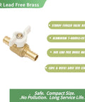Half Inch PEX Ball Valve With Quarter Turn T Handle Shutoff DZR Lead Free Brass Mini Barb Valve For Half Inch PEX Tubing