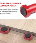 Six Pack Clamp Set For 3/4 Inch 19mm Workbench Holes With Non Slip Pads And Durable Aluminum Alloy MFT Stops, top view