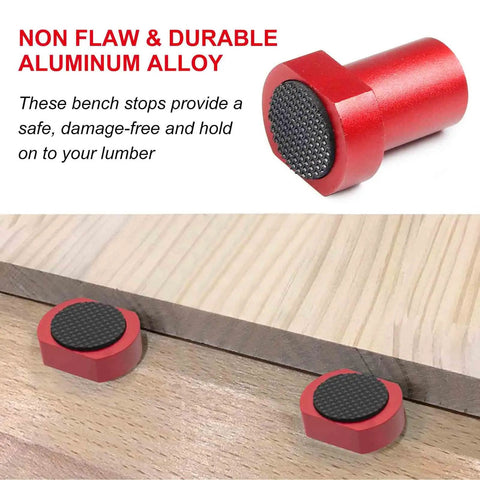 Six Pack Clamp Set For 3/4 Inch 19mm Workbench Holes With Non Slip Pads And Durable Aluminum Alloy MFT Stops, top view