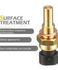 Water Temperature Sensor Kit For Automotive Engines, Contact Sensitive No Break Plug And Play Wire Installation Kit, Delphi 3rd Generation Compatible, OEM Aliases 15369305 1341856 55199579 21123851010, Black And Gold, shown with glossy surface
