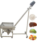 Heavy Duty Incline Auger Screw Conveyor For Industrial Feeding, Stainless Steel Spiral Hopper, with various powders nearby