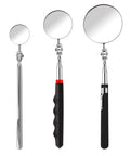 Three Pack Telescoping Inspection Mirror Extendable Mechanic Mirror With 360 Degree Rotatable Head Stainless Steel Round Inspection Tool For Auto Shop Check Small Parts And Tight Spots, front view