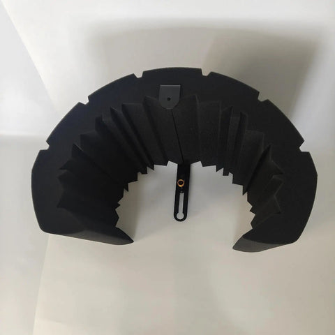 Heavy Duty High Density Acoustic Foam Mic Shield For Studio Recording And Podcasting With Real Deal Noise Blocking And Echo Dampening To Bring You Clean Badass Vocals Daily top view of black foam with mounting bracket